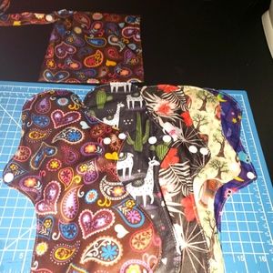 5 Heavy Cloth Pads with wet bag